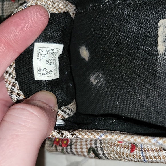 VANS Flower Patterned Skate Shoes, Size 10, VGUC, Cream and Gingham - Picture 6 of 7